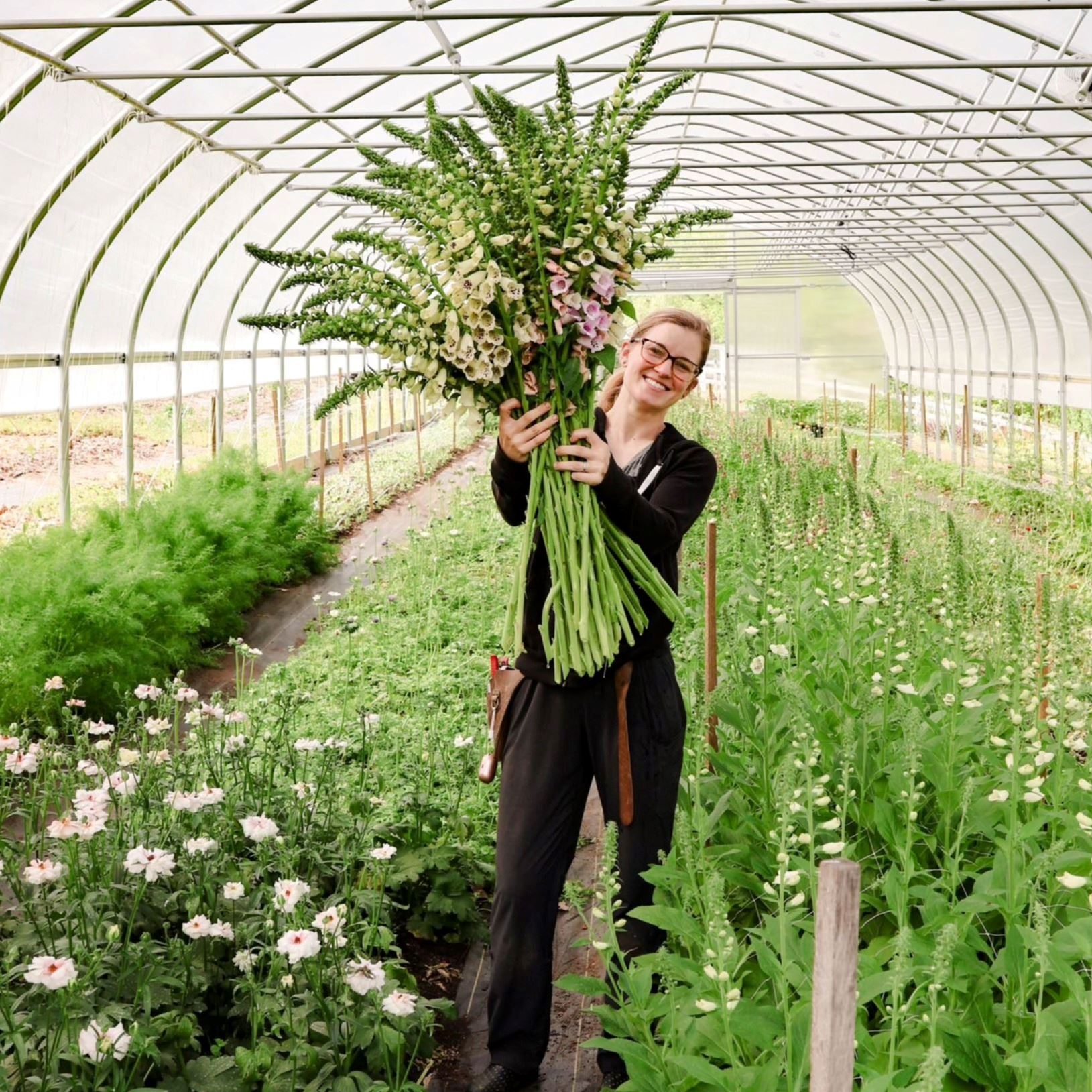 woman inside of greenhouse