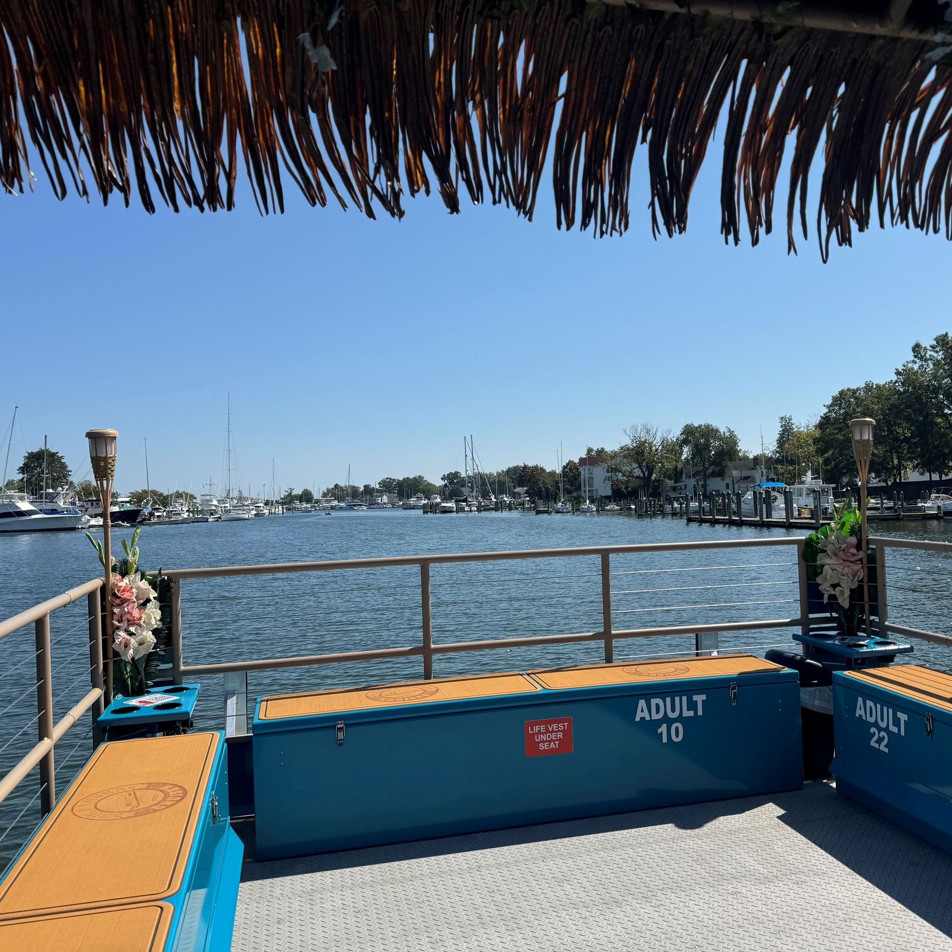 covered deck of party boat